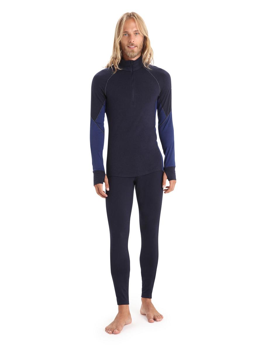 Base Layers Icebreaker BodyfitZone™ Merino 260 Zone Long Sleeve Half Zip Thermal Top Męskie Granatowe Królewski Niebieski Granatowe | PL 1599EBCX